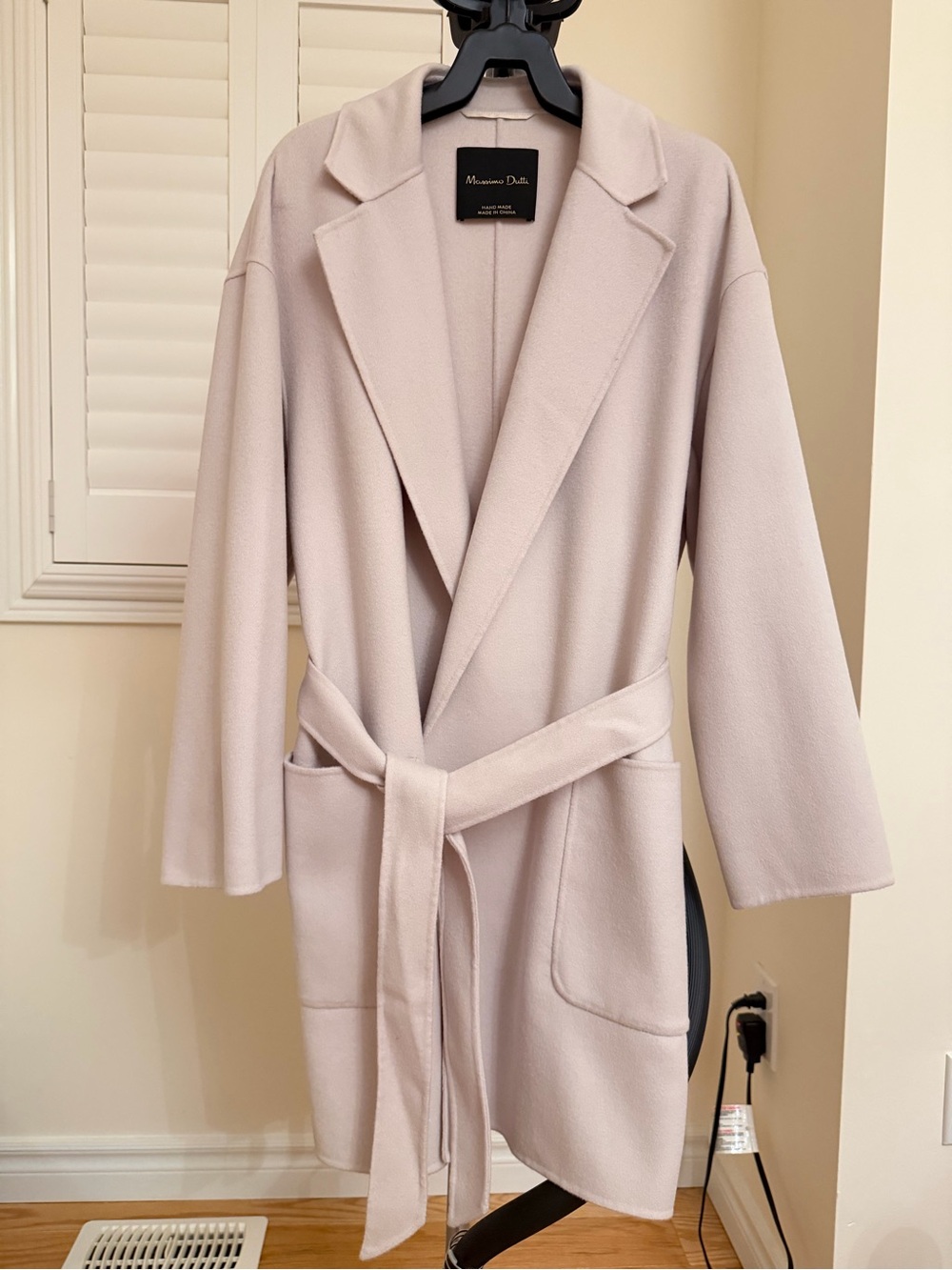 Massimo Dutti Light Pink Belted Wrap Trench Coat